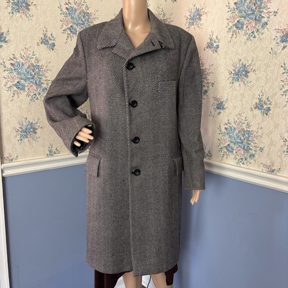 Gray Tailored Trench Coat with Wide Lapel, Size S/M